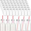Yinkin 60 Sets Plastic Milk Bottles with Straws Bulk Reusable Beverage Containers for Birthday Baby Shower Party with Metal Lids Straws for Milk Juice Smoothies (8 oz,Red,White)