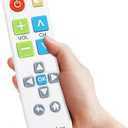 EZclicker Plus Big Button Universal TV Remote Simple Easy to Use, Works with Major TV Brands (2xAAA Batteries Not Included) (White)