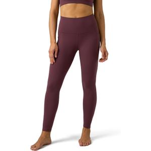 Colorfulkoala Women's Dreamlux High Waisted Workout Leggings 25" / 28" Inseam Yoga Pants with Pockets (Large, Plum Red)