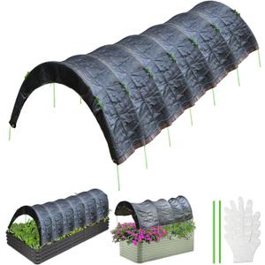 Wenfan Planter Raised Bed Sun Shade 70% Shade Cloth with Garden Hoops for 8x4x1Ft Raised Garden Bed Sunshade Kit Garden Tunnel Shade Net Cover Adjustable Height Raised Bed Sunblock Cover