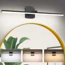 32" LED Bathroom Vanity Light (3000K/4000K/6000K, Dimmable), Black Modern Bathroom Light Fixture Over Mirror, Vanity Light Bar for Bathroom with Angle Adjustable (32", Black)