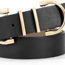 JASGOOD Women Leather Belt for Jeans Pants Ladies Waist Belt for Dress with Fashion Metal Buckle (Black)