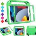 BMOUO Kids Case for iPad 9th/8th/7th Generation, with Built-in Screen Protector, Shockproof Handle Stand Kids iPad 10.2" Case 2021/2020/2019, Green