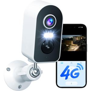 KKB 4G LTE Cellular Security Camera Built-in SIM Card, No WiFi Security Cameras Indoor with PIR Motion Detection, 2K Wireless Outdoor Battery Camera Without Internet, Color Night Vision, 2-Way Audio