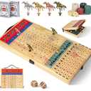 21 Inches Horse Racing Game, Horse Race Board Games with 11 Luxury Metal Horses,Thickened Wood Chessboard,Chips,Cards and Dice, Classic Wooden Table Top Board Games for Adults and Family