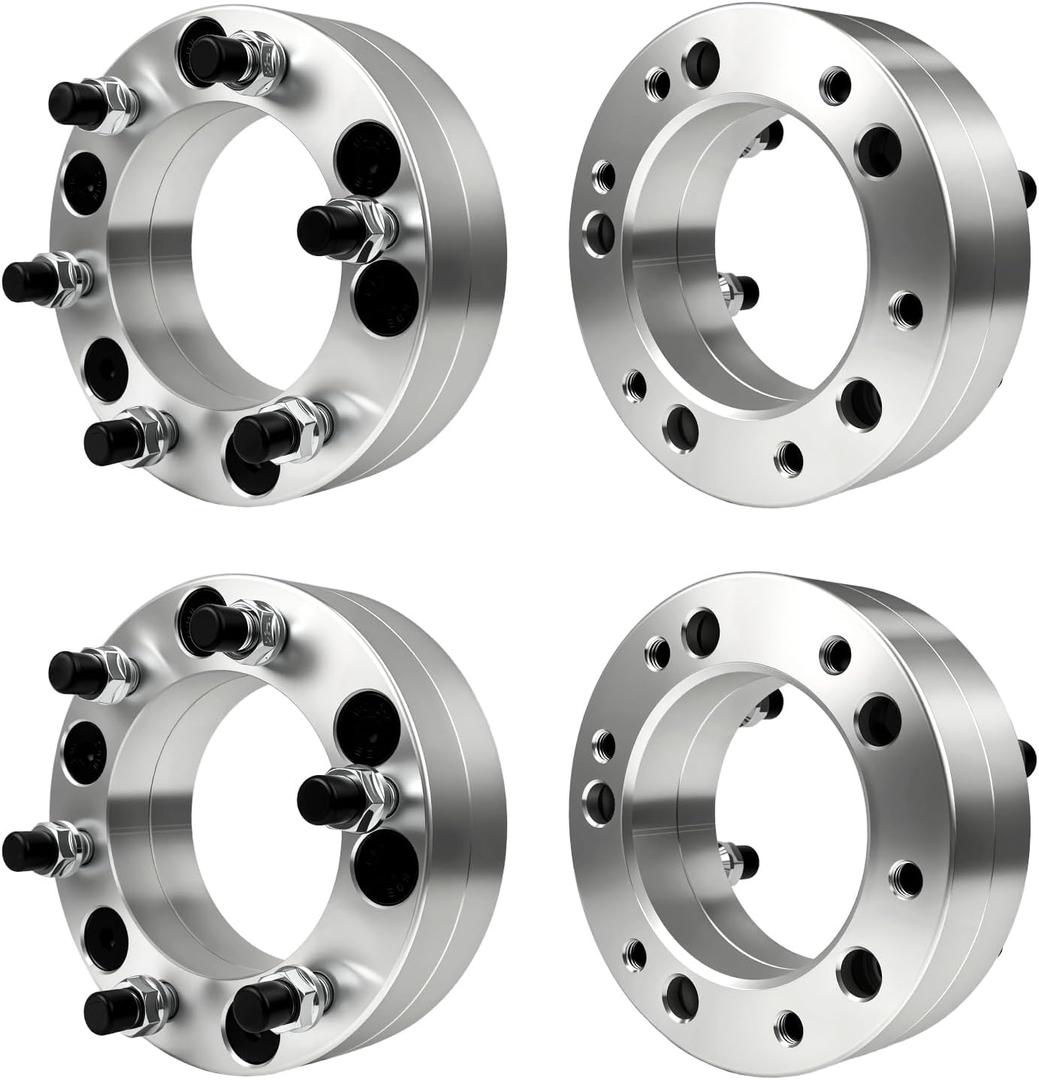 5x5.5 to 6x5.5 2" Wheel Spacers | Forged Spacers with 5 Lug 108mm 1/2" Studs | Silver Wheel Spacers Adapters 4PC