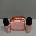 Mgaolo Upgraded Mini Karaoke Machine Toy for Kids, Portable Bluetooth Speaker with 2 Wireless Mics, Emoji & Colorful LED Lights, Home Travel & Party Play Gifts for Boys Girls (Pink)