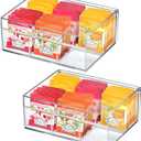 Amazing Abby - Tea-Rrific - 2-Pack Acrylic 6-Compartment Tea Bag Organizer, Clear Plastic Tea Box, 6-Slot Tea Chest, Perfect Tea Storage Solution for Kitchen Cabinet, Countertop, Pantry, and More