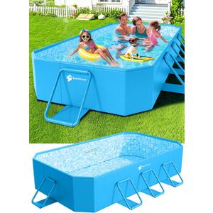 StarOcean Foldable Pool, Large Non-Inflatable Swimming Pool for Kids,Adult Collapsible Pools Hard Plastic Shell, Oversized Thickened,Portable Folding Kids Pools for Backyard 89"x48"x20"-Blue