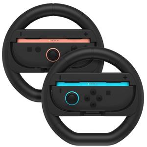 TIIKKASI Controller Steering Wheels Compatible with Switch 2 Console (2025) Joy Controller 2 - Racing Gaming Accessories, For Men Boys Family Party Kart Games 2 Pack, Black & Black
