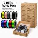 TPU 3D Printer Filament 1.75mm, 10-Color Set,Durable, Elasticity, Impact，Wear Resistant, Smooth Printing Performance, Ideal for Protective Parts, Grips & Creative Multi-Color Flexible Models