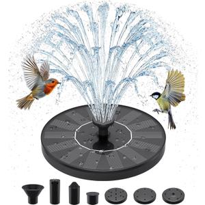 Solar Fountain Water Pump for Bird Bath, Floating Solar Powered Water Fountain Pump for Bird Bath, Garden, Pond, Pool, Outdoor (1.4W)