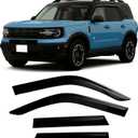 2021-2026 Tape-On Rain Guards for Ford Bronco Side Window Visor Deflectors Sport Big Bend Outer Banks Badlands 2022 2023 2024 2025