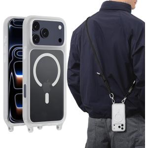 MAGEASY Compatible with iPhone 17 Pro Max 6.9" Case with Crossbody Strap - 16ft Drop Protection, Compatible with MagSafe | Roam M (Transparent)