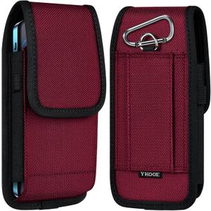 ykooe Cell Phone Pouch Nylon Belt Holster Case Compatible with iPhone 17 16 15 14 13 12 11 & Pro Models, Samsung Galaxy S20 S21 S22 S23 S24 S25, RedL
