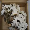 5 Bunches Mini Daisy, Outdoor Faux Plants Silk Floral Arrangements, Fall Flowers Artificial Sunflower Flowers, Wedding Bride Bouquet, Waterproof, Windproof, Look Real, Full, Vibrant (White)
