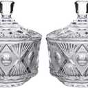 SANHECUN decorative clear glass candy jars crystal sugar bowl with lid set of 2 (Clear, Tableware)