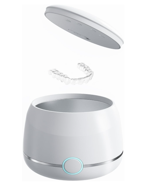 Ultrasonic Retainer Cleaner Machine Pro, Quickly Completes Denture Brushing and Bathing, Deep Cleaning, and Effectively Prevents Aligner Discoloration - White