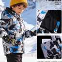 FREE SOLDIER Boys Girls Waterproof Ski Jacket Fleece Lined Warm Winter Snow Coat Kids Winter Jacket with Detachable Hood (6-7 Years, Green Camo)
