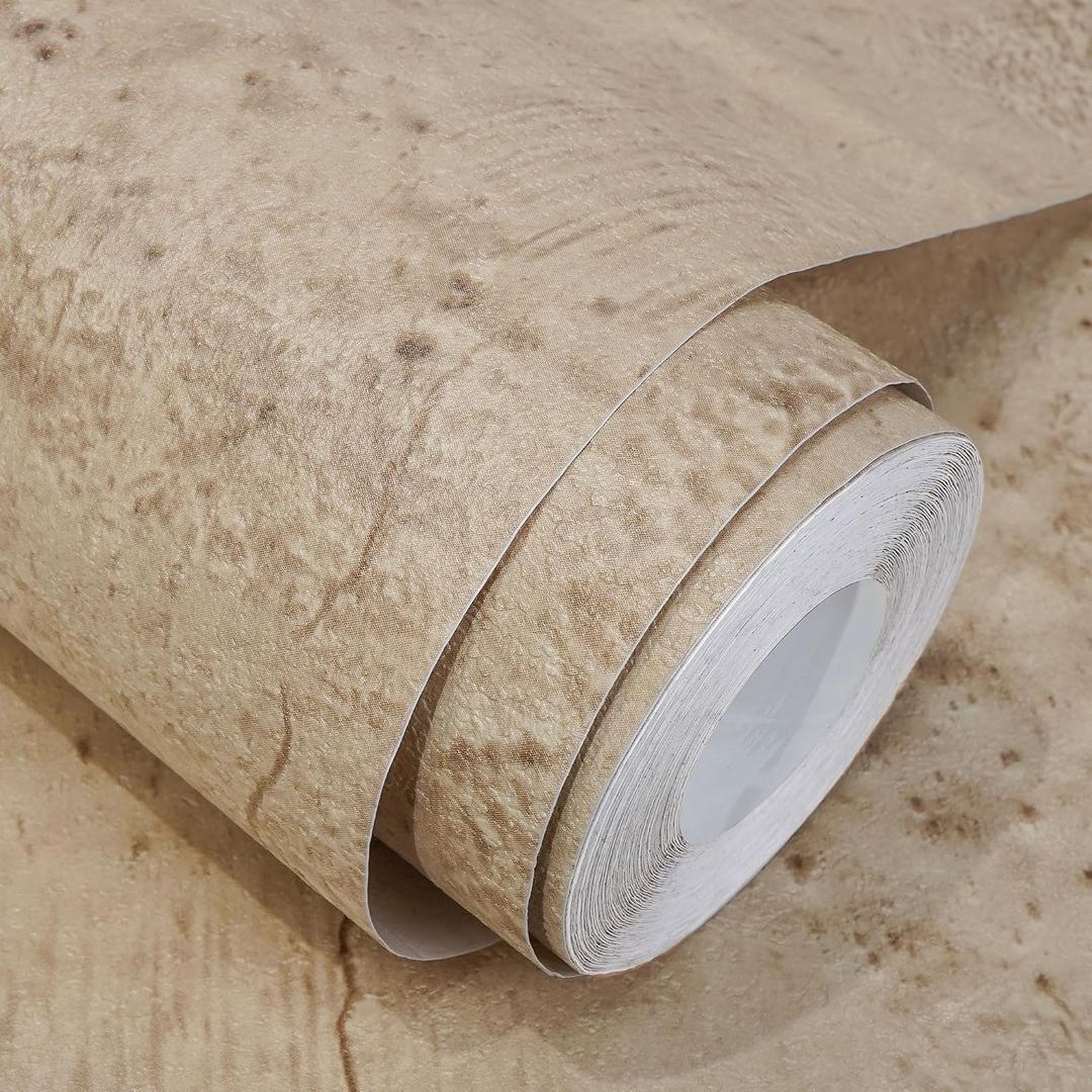 WADILE Beige Concrete Wallpaper 23.6 in * 708 in, Cement Contact Paper 3D Matte Textured, Wall Paper Pull and Stick Self-Adhesive & Removable