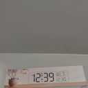 Peakeep Large Display Digital Alarm Clock for Bedrooms, Date Day of Week Calendar Desk Table Clocks for Living Room Office, Dimmable Plug in Electric Clock, 5 Volumes, Loud, Auto DST (White and Blue)