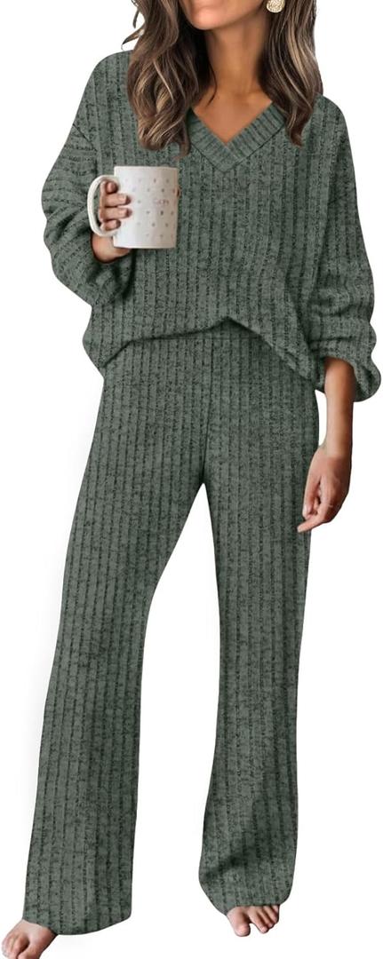 RUMIA Lounge Sets for Women 2026 Vacation Matching Track Suits Sweater Fall Outfits (XX-Large, Green)