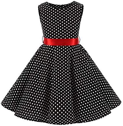 Kids Girls 50s Audrey Vintage Polka Dot Swing Party Rockabilly Dress Retro Peter Pan Doll Collar Wedding Casual Skater Dress, 9-10Y
