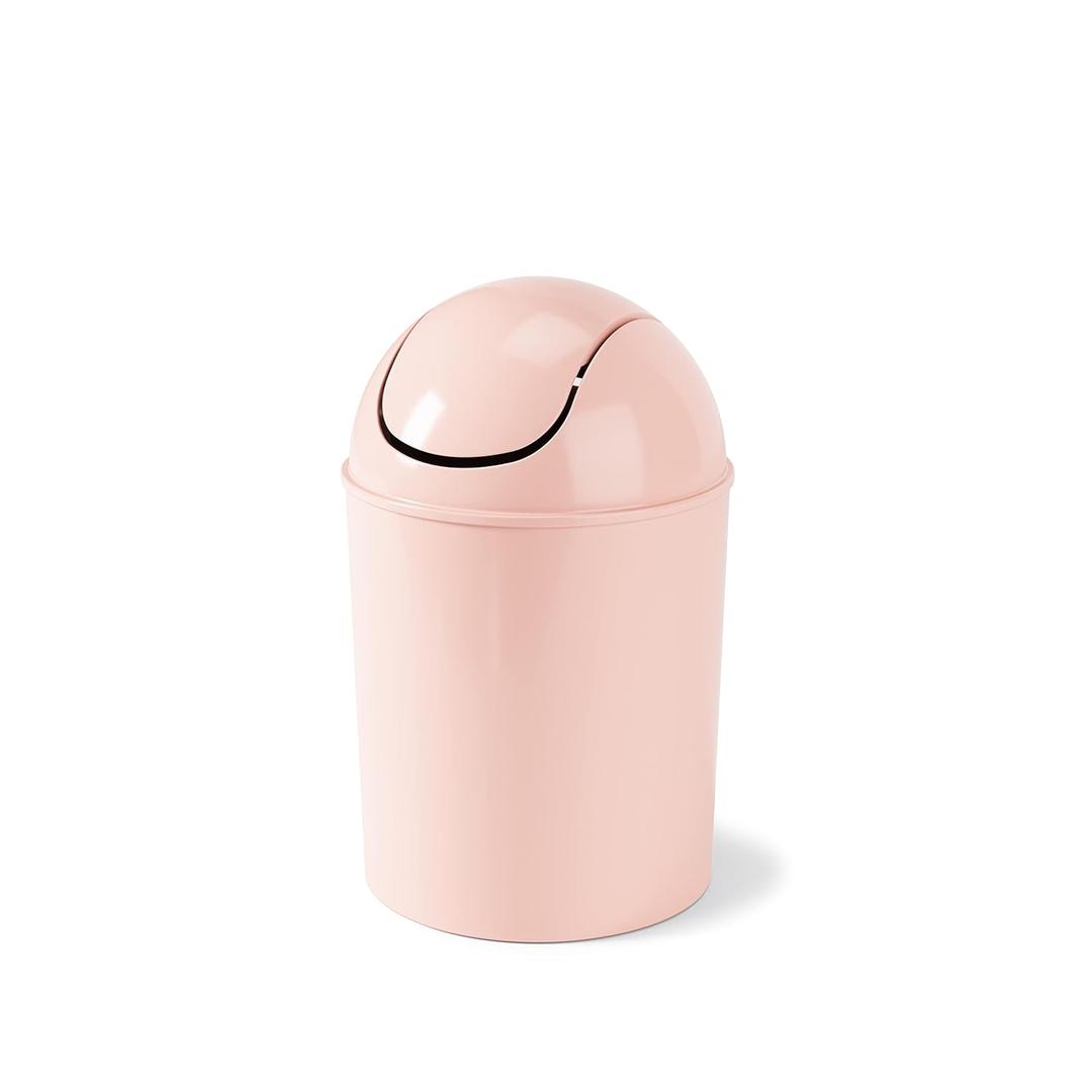 Umbra 1.25 Gallon Mini Waste Can with Removable Swing-Top Lid - Small Garbage Bin for Kitchen, Bathroom, Bedroom, Office - Compact Trash Can Fit Under Tables & Counters - Pink