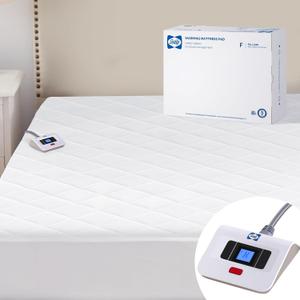 Sealy 3M Scotchgard Heated Mattress Pad | Quilted Cotton Electric Bed Warmer with 10 Heat Setting Controller | 1-12 Hours Auto Shut Off | 15" Deep All Around Elastic Pocket, Full