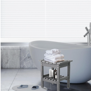 Restcozi HDPE Shower Bench Inside Shower Stool with Space-Efficient Storage Shelf, Shower Bath Chairs Spa Stool for Bathroom - Great for All Ages Unisex Elderly (Grey, Large & 19.3 * 11.8 * 17.3)