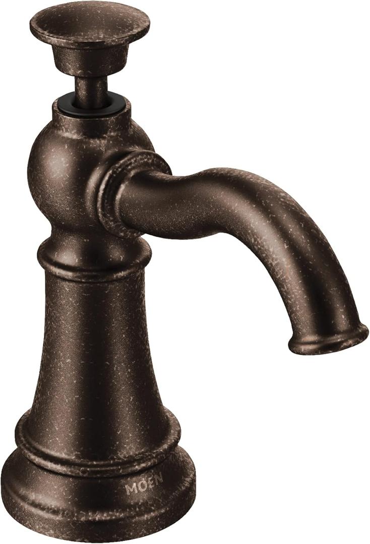Moen S3945ORB Traditional Deck Mounted Kitchen Soap Dispenser with Above the Sink Refillable Bottle, Oil Rubbed Bronze