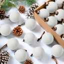 Palonu 30 Pcs Velvet Christmas Balls,2.4 Inch Flocked Ornaments with Velvet Ribbons, Shatterproof Plastic Christmas Bulbs Ornaments for Family Holiday Party Xmas Hanging Decoration(Cream White)
