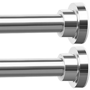 ENJOYBASICS Adjustable Spring Tension Curtain Rods 32 to 66 Inches, Stainless Steel Chrome Shower Rod No Drilling for Window, Bathroom, Closet, Room Divider, 7/8" Diameter, 2 Pack