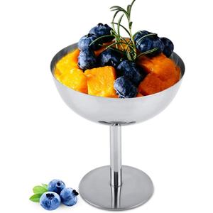 Haofy Ice Cream Cups, Fruit Bowl, Stainless Steel Ice Cream Bowls Resuable Dessert Mousse Cups Dessert Dish for Serving Ice Cream Salad Fruit Pudding(Tall feet)