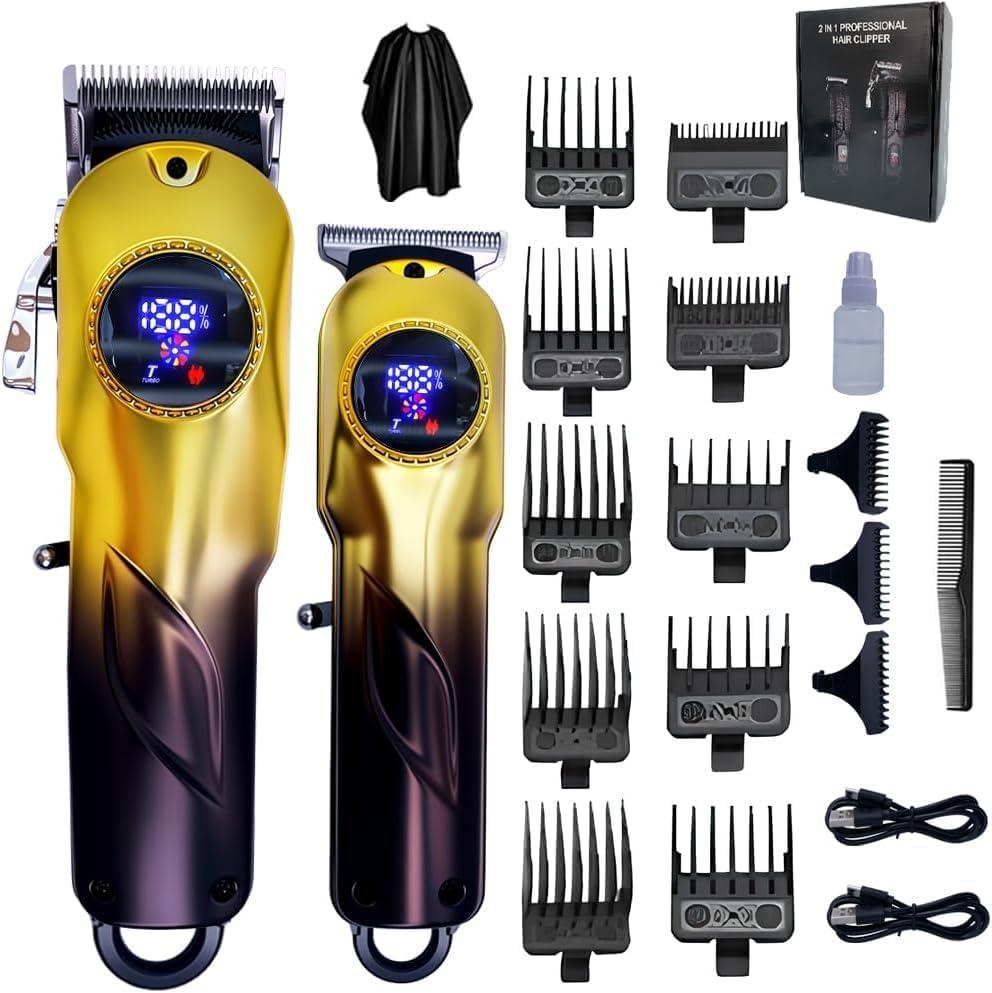 Professional Hair Clippers for Men, Cordless Hair Clippers & Hair Trimmer Set, Barber Clippers for Hair Cutting with LCD Display Clippers for Men Father (Gradient)