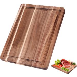 Acacia Wood Cutting Board,16"L x 12"W Non Toxic Wooden Cutting Board for Kitchen,Pre-Oiled Carving Tray Board with Juice Groove and Sorting Compartment,Charcuterie Chopping Board for Meat Cheese Fruit