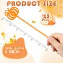 100 Pcs Halloween Swizzle Sticks Plastic Coffee and Cocktail Stirrers Halloween Drink Stirrers Reusable Cocktail Sticks for Thanksgiving Fall Party Tea Coffee Bar decoration(Pumpkin)