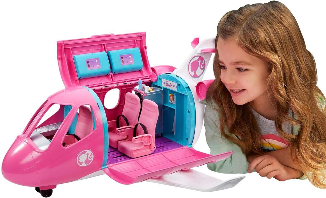 Barbie Dreamplane Transforming Playset with Reclining Seats and Working Overhead Compartments, Plus 15+ Pieces Including a Puppy and a Snack Cart, for Kids 3 Years Old and Up 