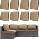 8Pcs Outdoor Cushion Covers, Patio Cushion Covers,Stretch Elastic Slipcovers, Replacement Washable & Reusable Furniture Protector for Patio Couch (Khaki,Cover Only)