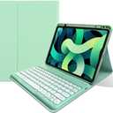 Keyboard Case for iPad A16 11th Gen 11 inch 2025, iPad 10th Generation 10.9 inch 2022, Magnetic Detachable Bluetooth Round Key Color Keyboard Cover (Mint Green)