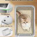 Stainless Steel Cat Litter Box with Lid, XL Extra Large High Sided Litter Box for Big Cats, Odor Free Open Top Litter Pan Easy Cleaning Anti-Urine Leakage Non-Stick, Includes Scoop, Light Grey