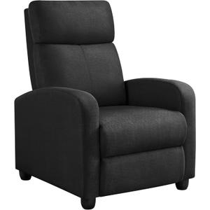Yaheetech Fabric Recliner Chair Sofa Ergonomic Adjustable Single Sofa with Thicker Seat Cushion Modern Home Theater Seating for Living Room Matte Black, 33.5"D x 26.5"W x 39.2"H