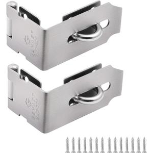 Hasp Latch 2 Pack, 90 Degree Solid 304 Stainless Steel File Cabinet Lock Desk Drawer Lock, Safe Security Padlock Latch Hasp Lock for Personal Privacy