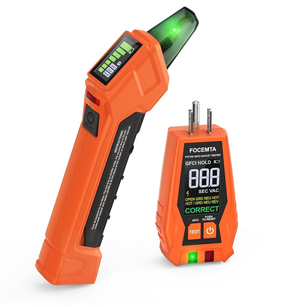 Circuit Breaker Finder & GFCI Outlet Tester with Digital LCD Display, 90-135V Electrical Circuit Tracer Tool for Electricians/DIY Lightweight (Includes Batteries & Carrying Case)