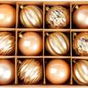 12ct 80mm/3.15" Christmas Ball Ornaments, Decorative Hanging Baubles, Christmas Tree Decoration, Plastic and Shatterproof, Ideal for Xmas, Holiday, Home and Party Decor, Gold