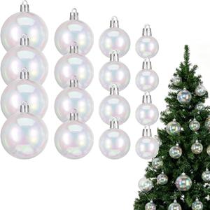 FAVOMOTO 18-Pack Iridescent Shatterproof Christmas Ornaments  Clear Rainbow Hanging Balls Multi-Size Xmas Tree Baubles for Holiday Wedding & Home Decor