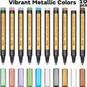 Dyvicl Metallic Marker Pens - Set of 10 Medium Point Metallic Markers for Rock Painting, Black Paper, Card Making, Scrapbooking Crafts, DIY Photo Album