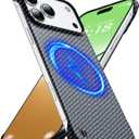 GRECAZO Magnetic Ultra-Thin Frosted Soft Touch Skin Borderless Carbon Fiber Style Texture for iPhone 17 Pro Max Frameless Case 6.9" Slim Minimalist Lightweight Matte Hard for MagSafe Cover Case-Black