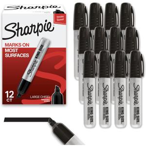 Sharpie King Size Permanent Markers Chisel Tip Markers for Work & Industrial Use 12 Count
