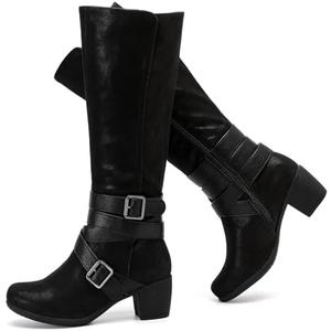 Ruiee Knee High Boots for Women Chunky Heel Casual Comfort Pointed Toe Boot Womens Fashion Fall Winter Knee-High Boots. 8.5